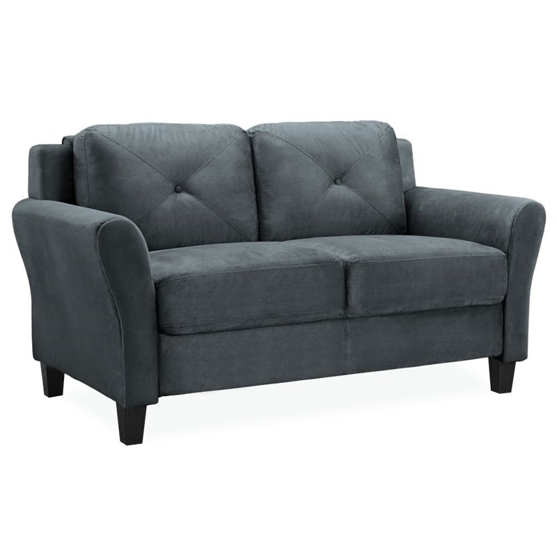LifeStyle Solutions Transitional 2 Piece Sofa and Loveseat Set in Dark Gray