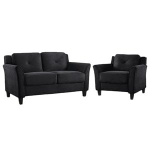 LifeStyle Solutions Hartford 2 Piece Microfiber Loveseat and Chair Set in Black