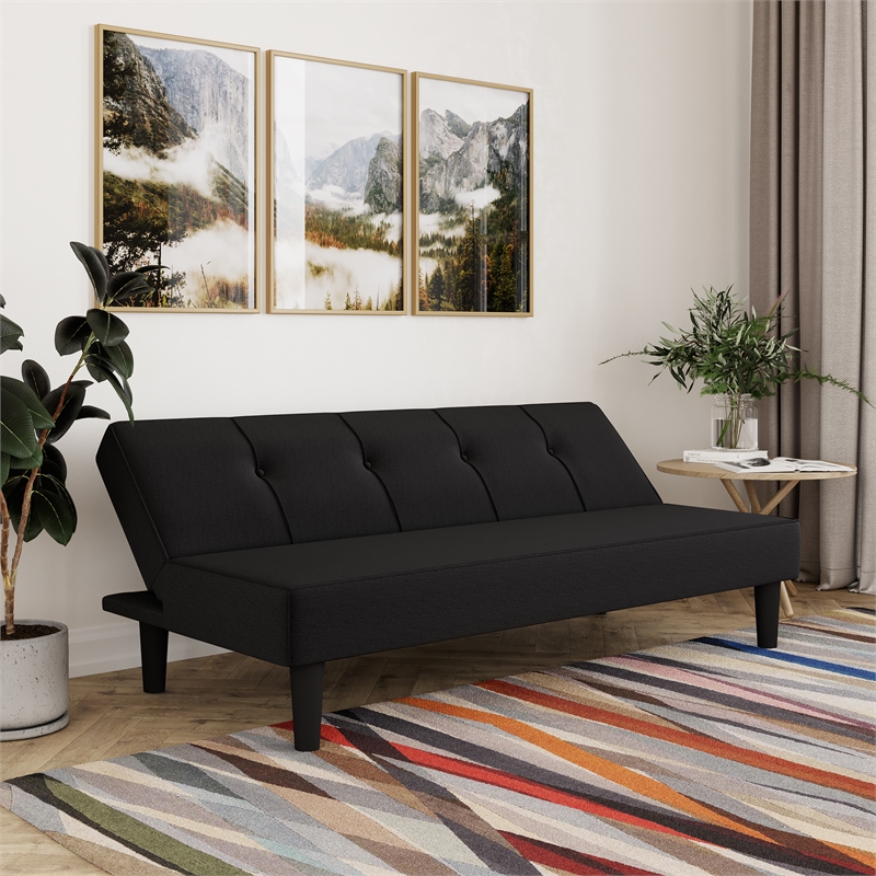 Serta Laurel Tufted Convertible Sleeper in Black Fabric Upholstery