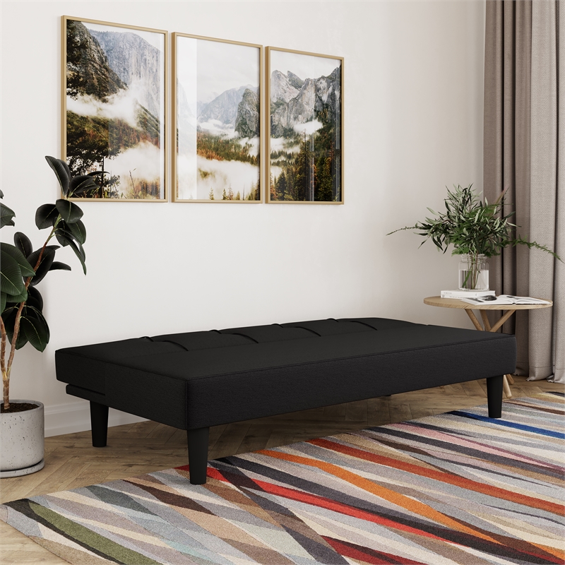Serta Laurel Tufted Convertible Sleeper in Black Fabric Upholstery