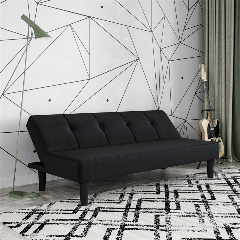 Serta Laurel Tufted Convertible Sleeper in Black Fabric Upholstery