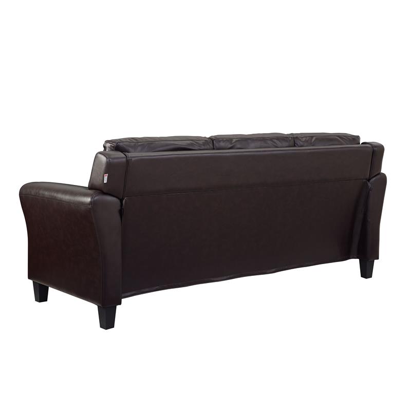 Lifestyle Solutions Norwalk Sofa in Java Brown Faux Leather