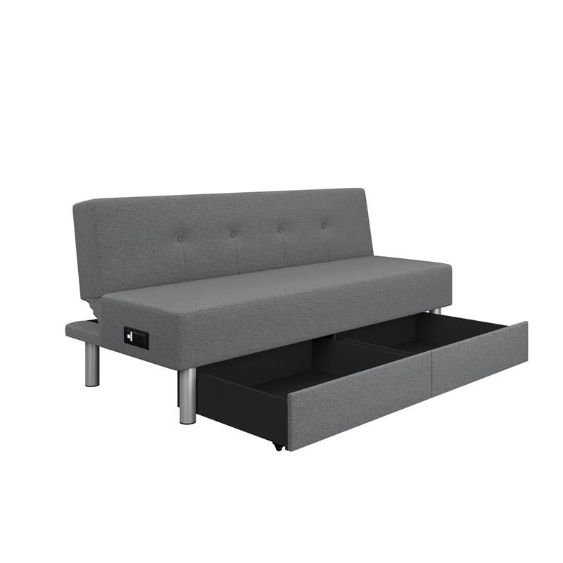 Serta Wilton Dream Convertible Sofa Sleeper in Charcoal Fabric Upholstery