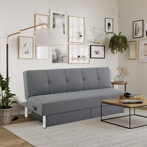 Serta Wilton Dream Convertible Sofa Sleeper in Charcoal Fabric Upholstery