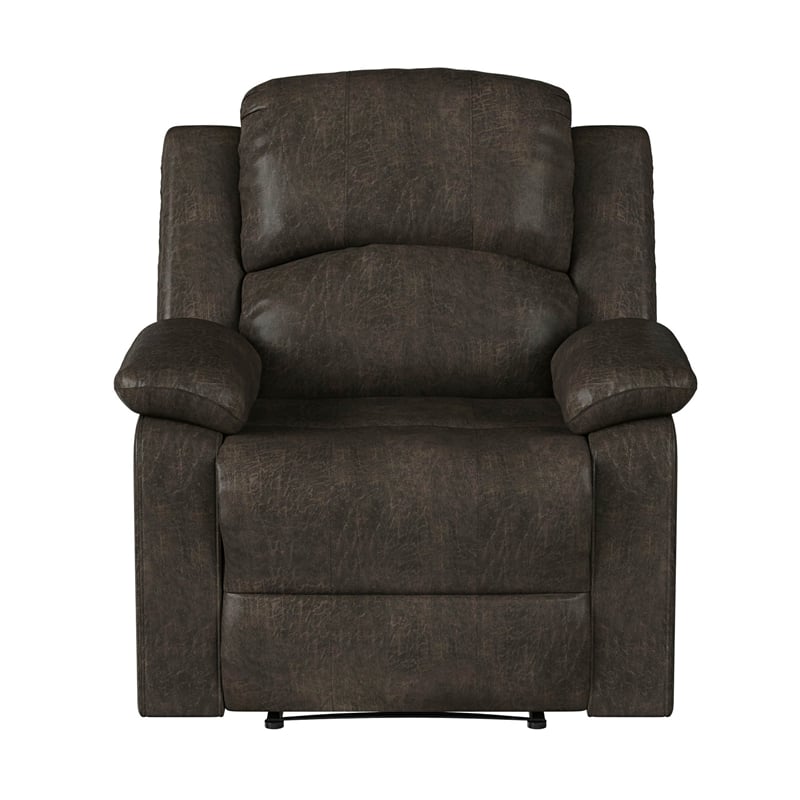 Relax A Lounger Dorian Recliner in Dark Brown Faux Leather Upholstery