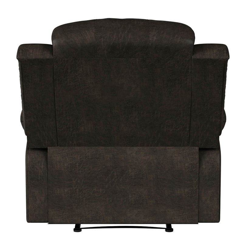 Relax A Lounger Dorian Recliner in Dark Brown Faux Leather Upholstery