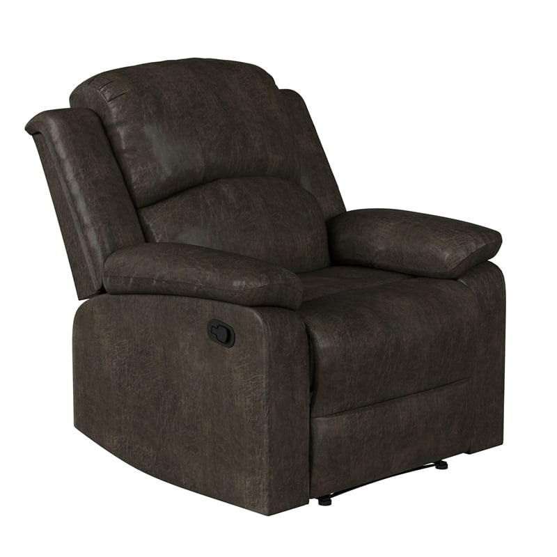 Relax A Lounger Dorian Recliner in Dark Brown Faux Leather Upholstery