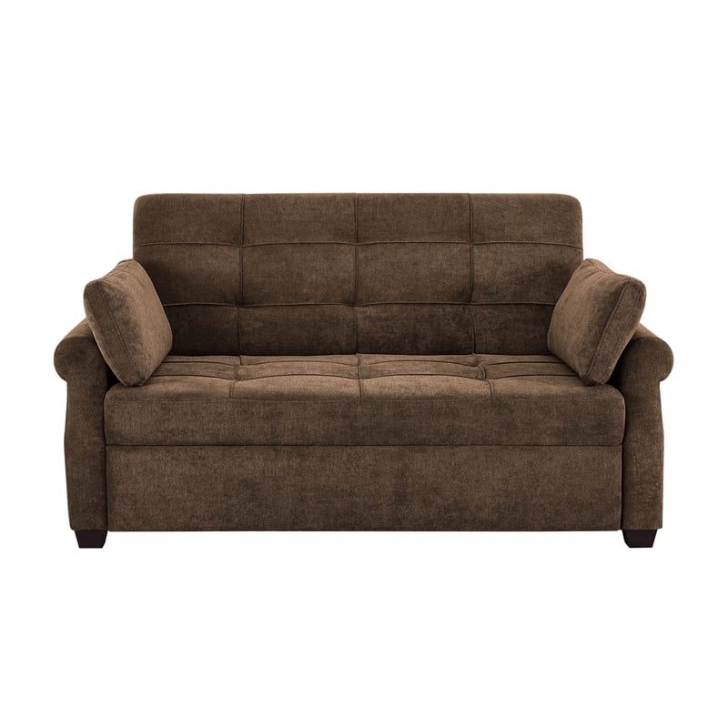 Serta Hanson Convertible Sleeper Sofa in Brown Fabric Upholstery