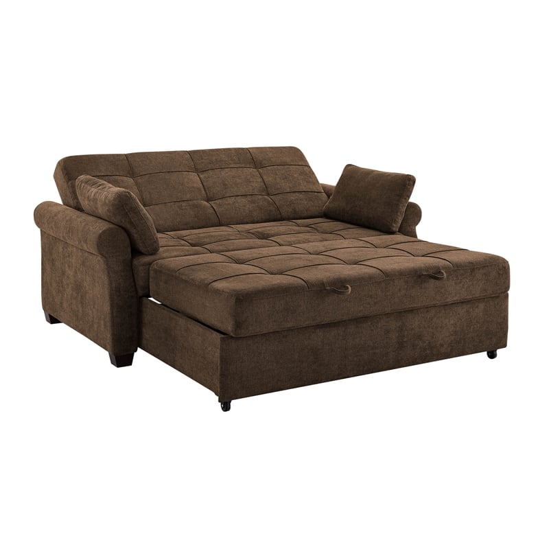 Serta Hanson Convertible Sleeper Sofa in Brown Fabric Upholstery