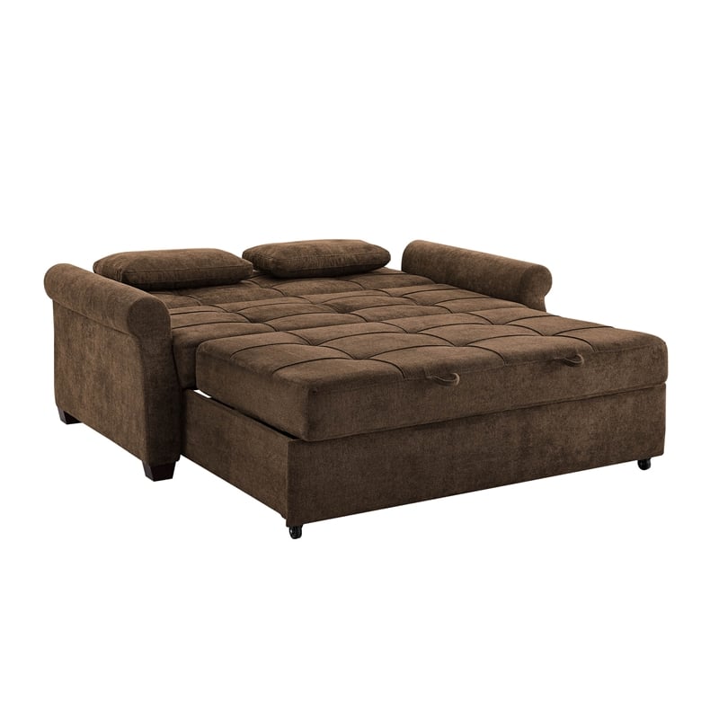 Serta Hanson Convertible Sleeper Sofa in Brown Fabric Upholstery