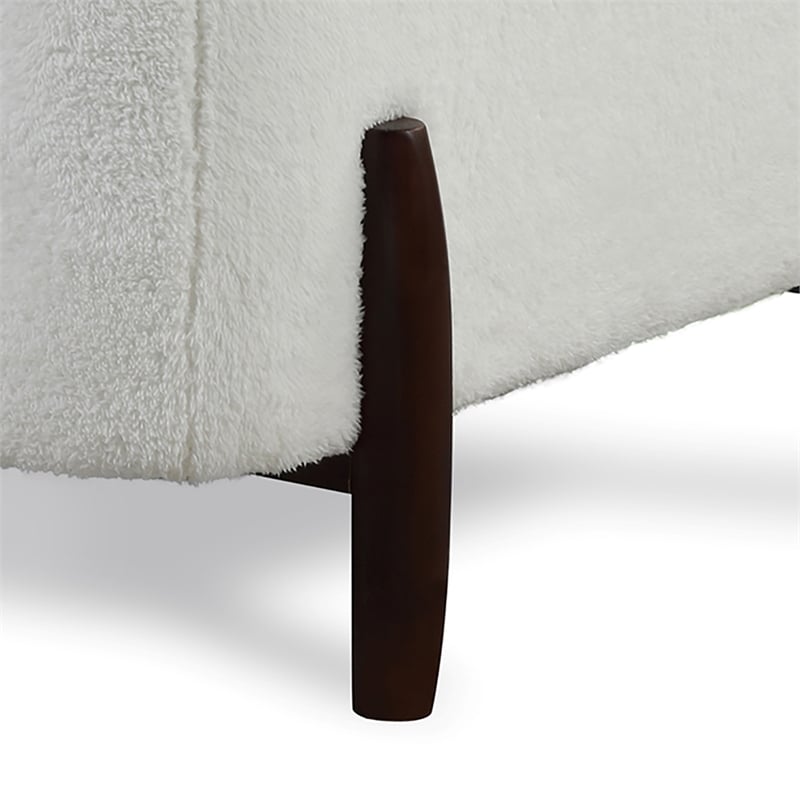 Lifestyle Solutions Victor Accent Chair in Cream Fabric and Brown Legs