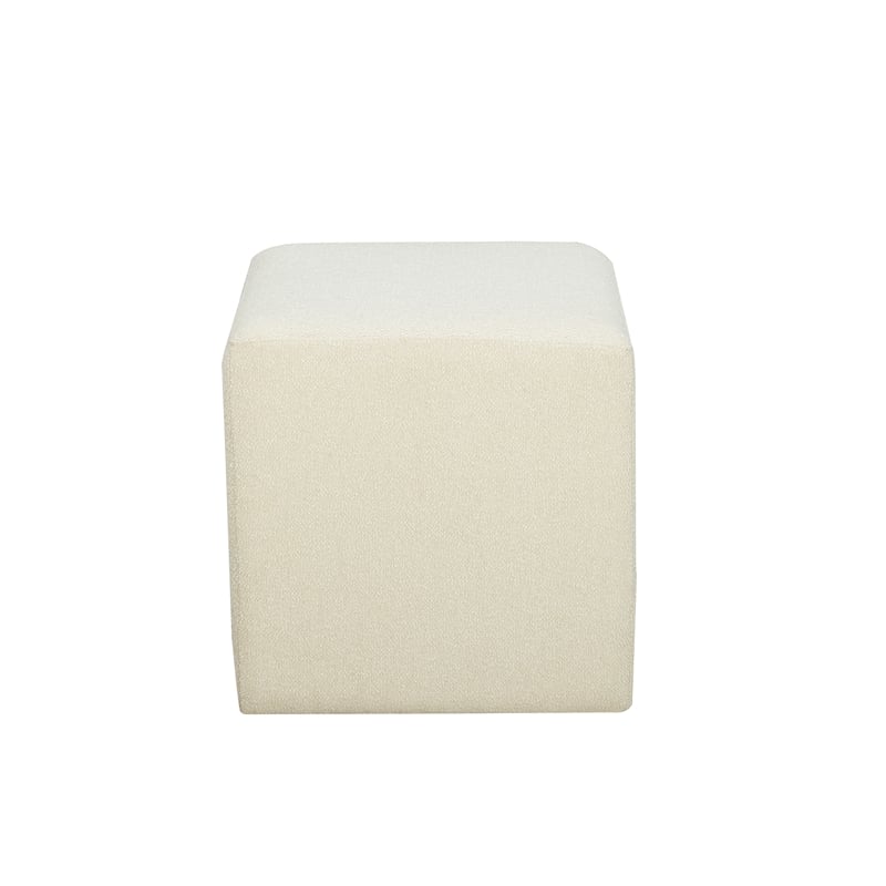 Lifestyle Solutions Vienna Ottoman in White Fabric Upholstery