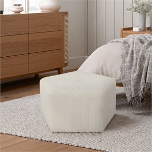 Lifestyle Solutions Gardner Ottoman in White Fabric Upholstery
