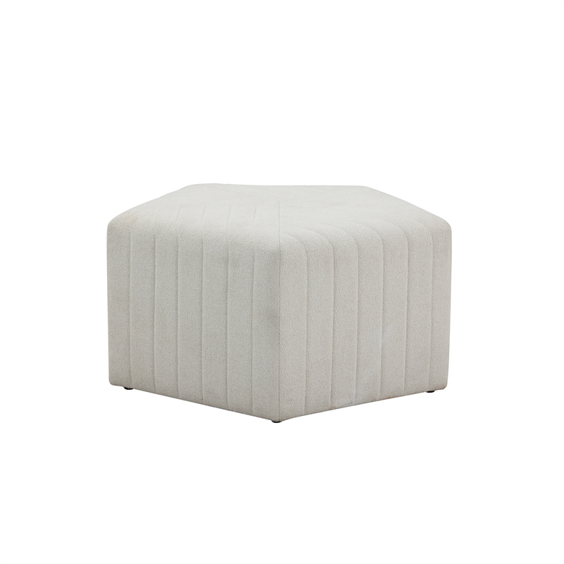 Lifestyle Solutions Gardner Ottoman in White Fabric Upholstery
