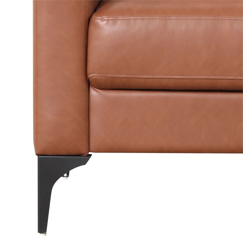 Serta Finley Stationary Sofa in Brown Faux Leather Upholstery