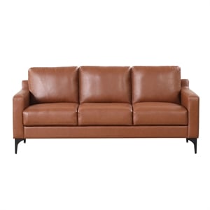 Serta Finley Stationary Sofa in Brown Faux Leather Upholstery