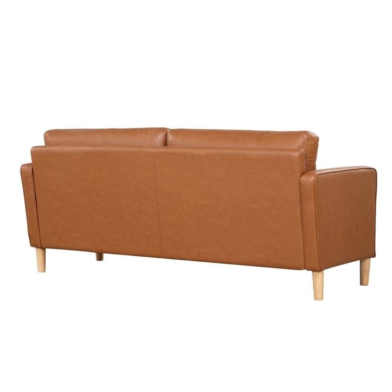 Lifestyle Solutions Jareth Sofa in Caramel Brown Faux Leather Upholstery