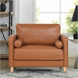 Lifestyle Solutions Jareth Arm Chair in Caramel Brown Faux Leather Upholstery