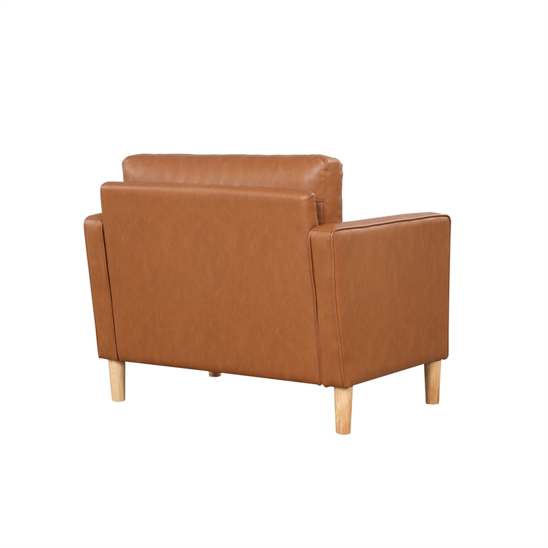 Lifestyle Solutions Jareth Arm Chair in Caramel Brown Faux Leather Upholstery