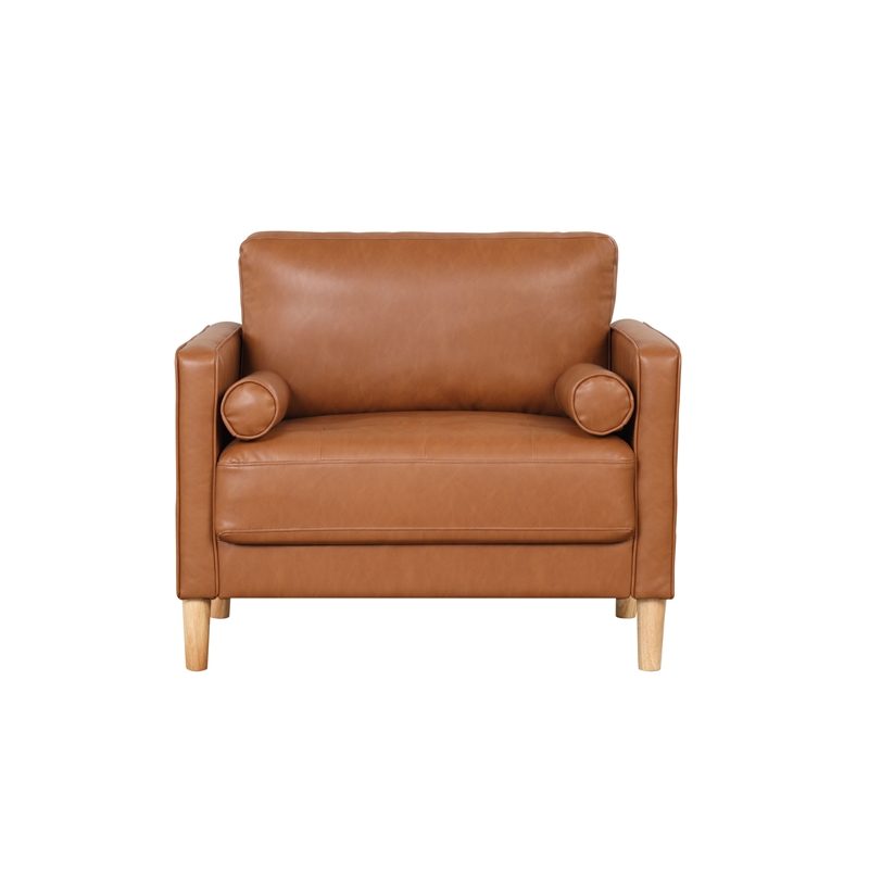 Lifestyle Solutions Jareth Arm Chair in Caramel Brown Faux Leather Upholstery