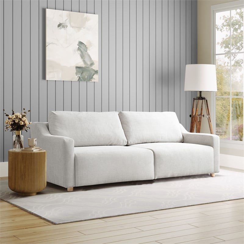 Serta Grayson Convertible Sofa in Cream Fabric Upholstery