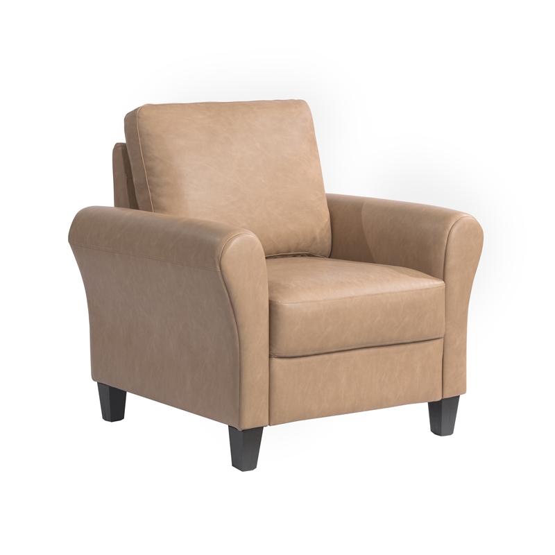 Lifestyle Solutions Mavrick Arm Chair in Light Brown Faux Leather