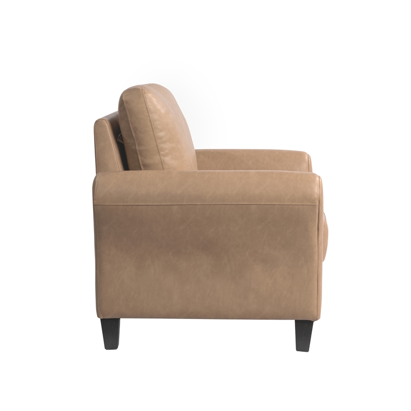 Lifestyle Solutions Mavrick Arm Chair in Light Brown Faux Leather