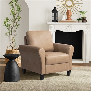 Lifestyle Solutions Mavrick Arm Chair in Light Brown Faux Leather