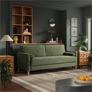 Lifestyle Solutions Jareth Stationary Sofa in Olive Fabric Upholstery