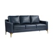 Serta Finley Stationary Sofa in Navy Blue Faux Leather Upholstery