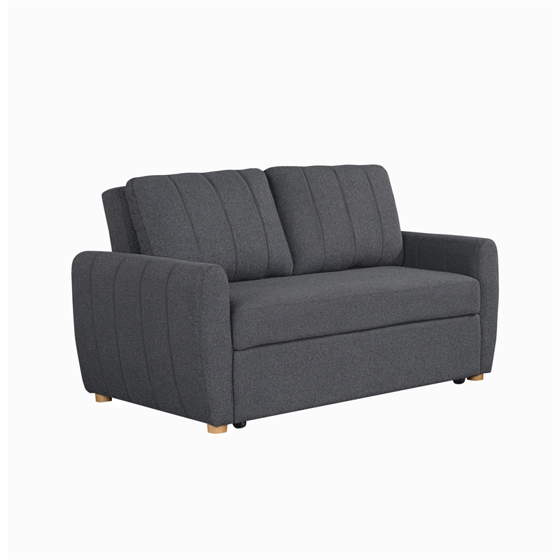 Serta Garnet Convertible Loveseat in Charcoal Fabric Upholstery