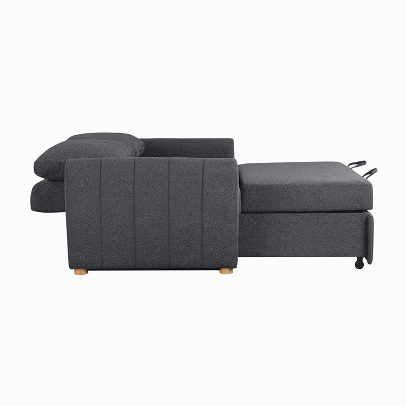 Serta Garnet Convertible Loveseat in Charcoal Fabric Upholstery