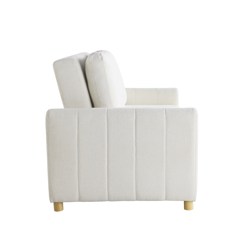 Serta Garnet Convertible Loveseat in Ivory Fabric Upholstery