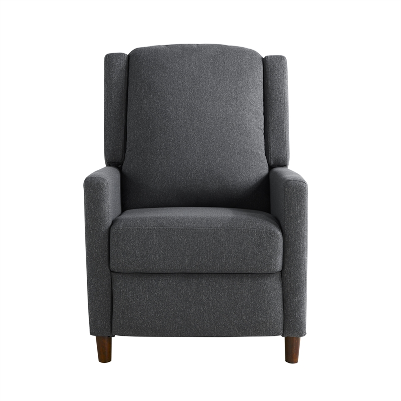 Relax A Lounger Clauson Pushback Recliner in Charcoal Polyester Fabric