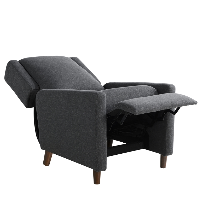 Relax A Lounger Clauson Pushback Recliner in Charcoal Polyester Fabric