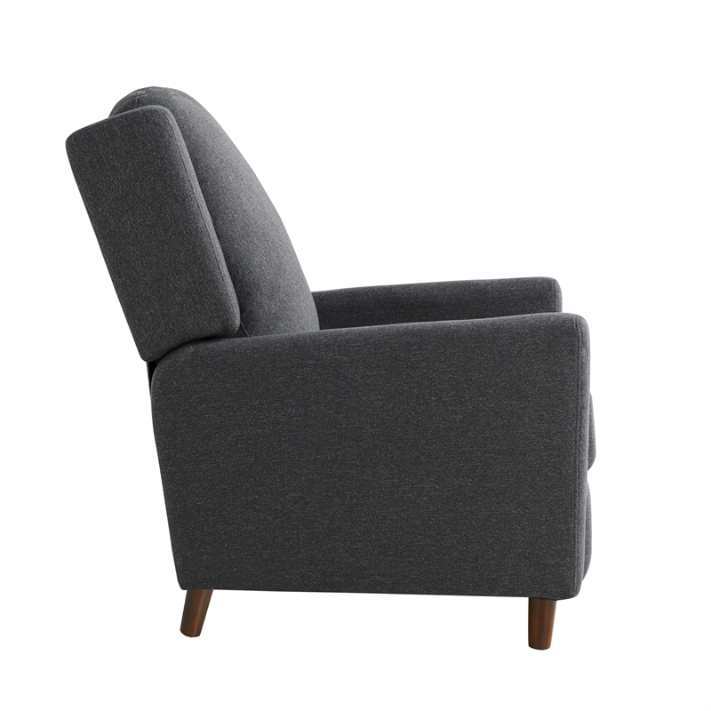 Relax A Lounger Clauson Pushback Recliner in Charcoal Polyester Fabric