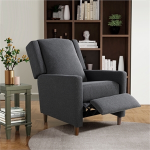 Relax A Lounger Clauson Pushback Recliner in Charcoal Polyester Fabric