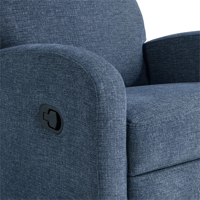 Relax A Lounger Parson Swivel Rocker Recliner in Blue Polyeseter Fabric