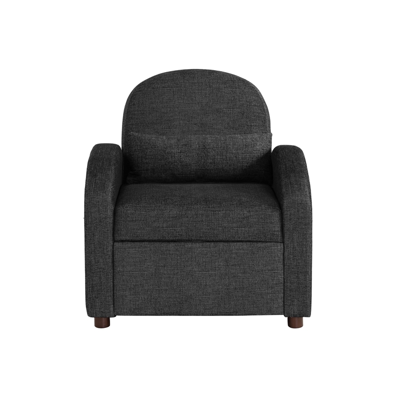 Serta Tracy Convertible Chair in Black Chenille Fabric Upholstery