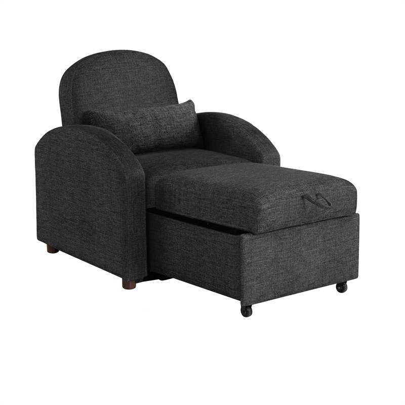 Serta Tracy Convertible Chair in Black Chenille Fabric Upholstery