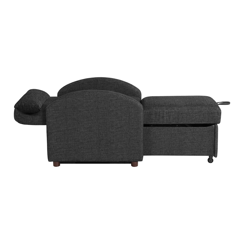Serta Tracy Convertible Chair in Black Chenille Fabric Upholstery
