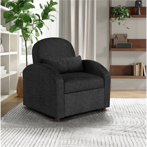 Serta Tracy Convertible Chair in Black Chenille Fabric Upholstery