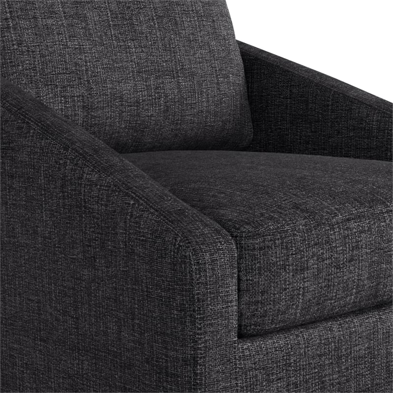 Studio Living Haven Swivel Accent Chair in Black Chenille Fabric Upholstery