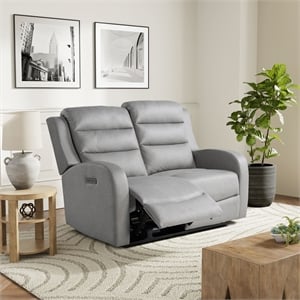 Relax A Lounger Ashland Power Recliner Loveseat in Gray Vegan Faux Leather
