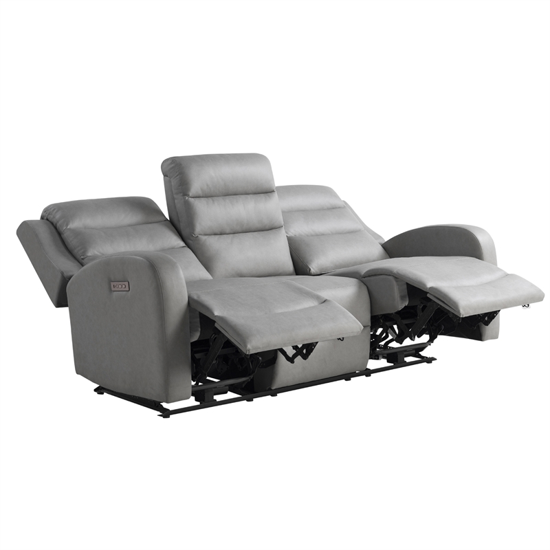 Relax A Lounger Ashland Power Recliner Sofa in Gray Vegan Faux Leather