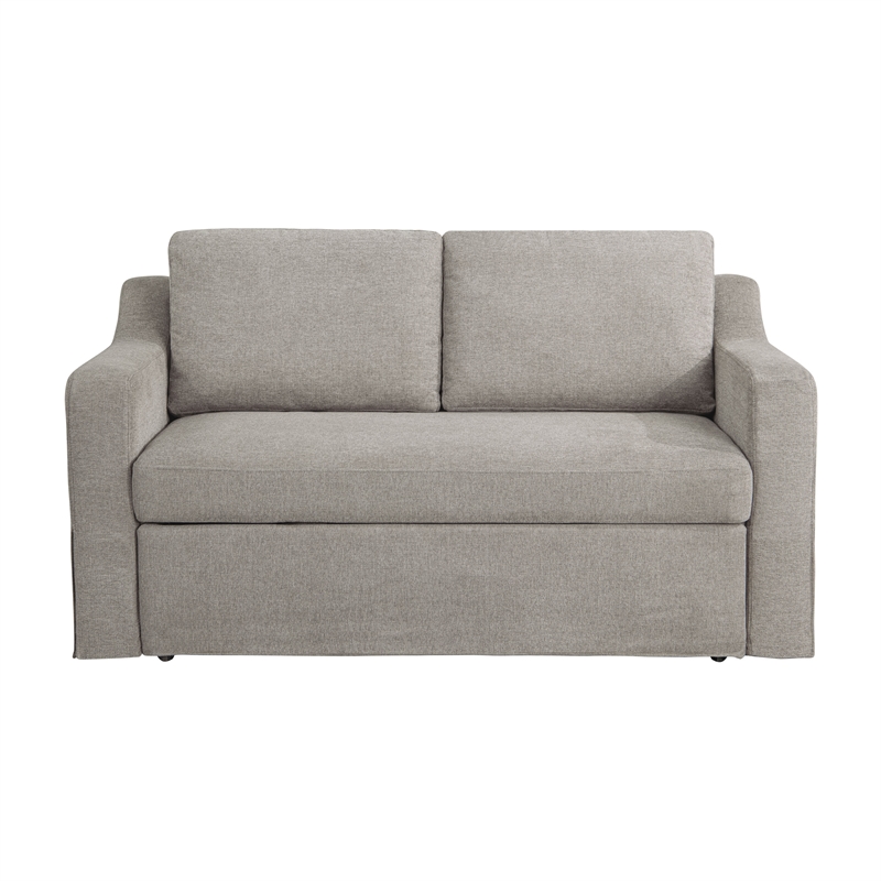Serta Hathaway Convertible Loveseat in Taupe Woven Fabric Upholstery