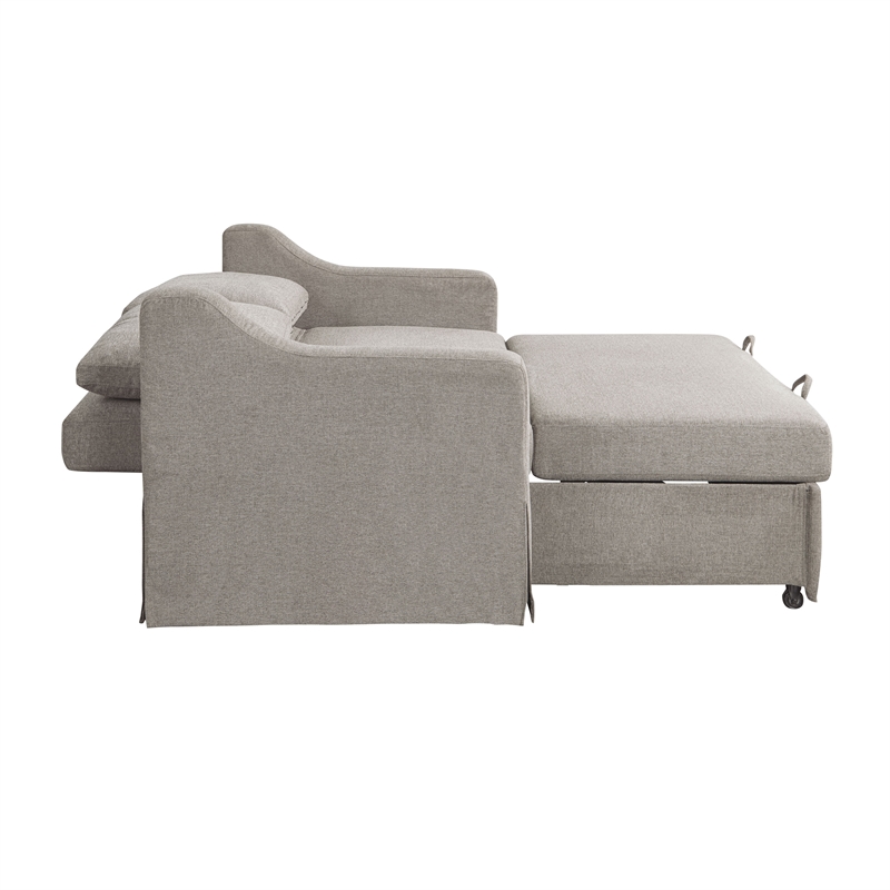 Serta Hathaway Convertible Loveseat in Taupe Woven Fabric Upholstery