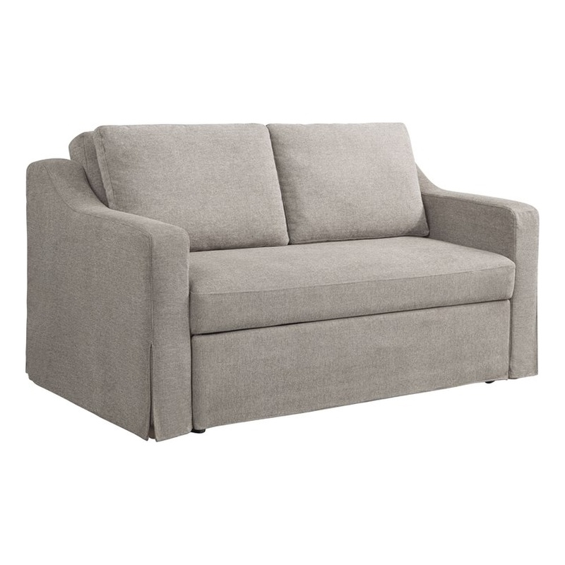 Serta Hathaway Convertible Loveseat in Taupe Woven Fabric Upholstery