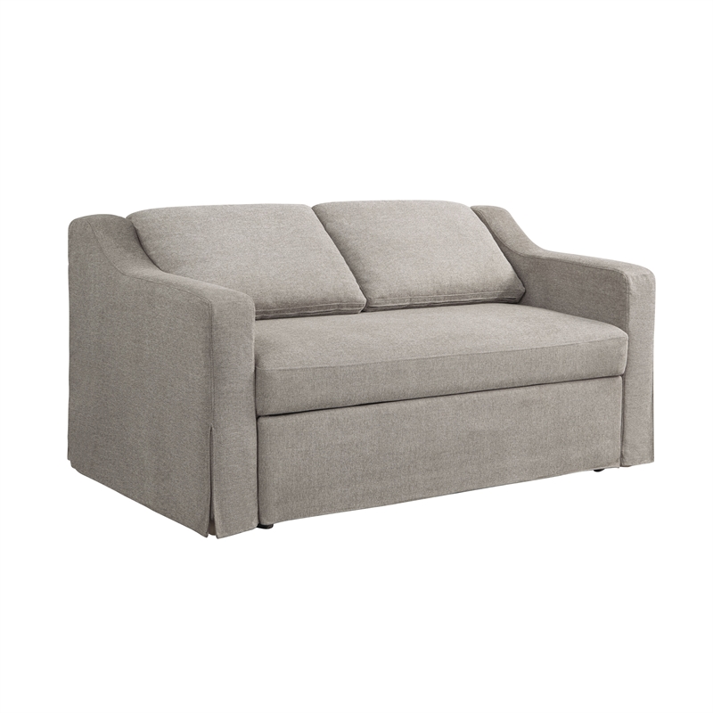 Serta Hathaway Convertible Loveseat in Taupe Woven Fabric Upholstery