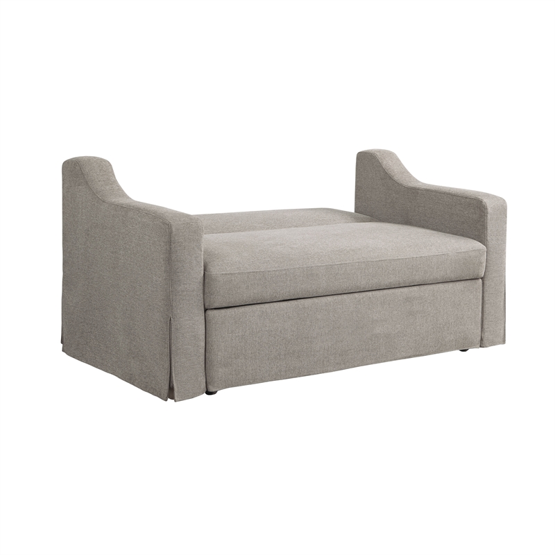 Serta Hathaway Convertible Loveseat in Taupe Woven Fabric Upholstery